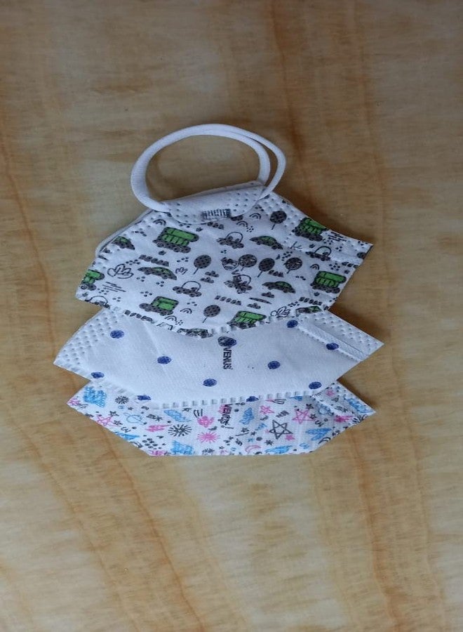 فينوس - في-شواس لايت - كمامة للأطفال - معتمدة من هيئة المواصفات والمقاييس الهندية، تصميم ملون، حماية متعددة الطبقات ضد الجزيئات دون الميكرونية والفيروسات، مريحة للبشرة، مناسبة للأطفال من عمر 5 إلى 8 سنوات - عبوة من 15 كمامة - Image 4